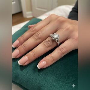 NWT 1.0 Ct Moissanite White Gold Plated Ring Size 6